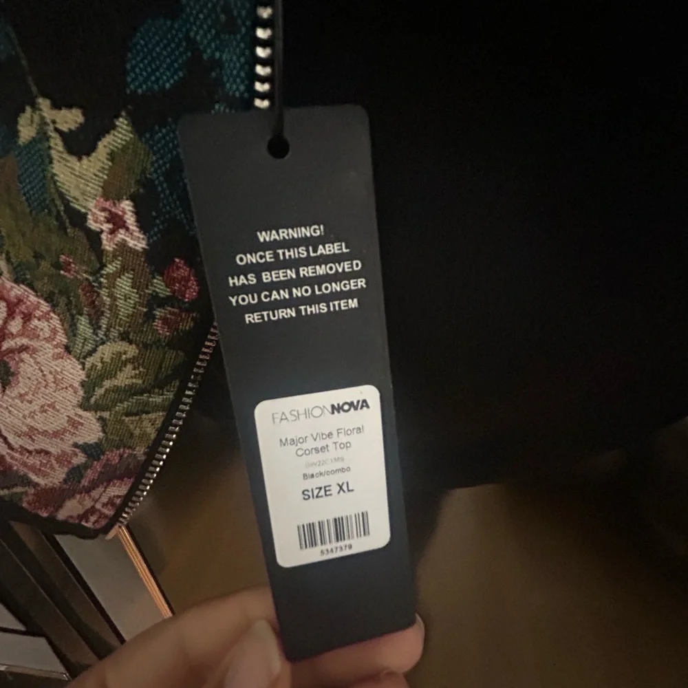 Fashion Nova Floral Corset Top - Pink and Green - Picture 6 of 6